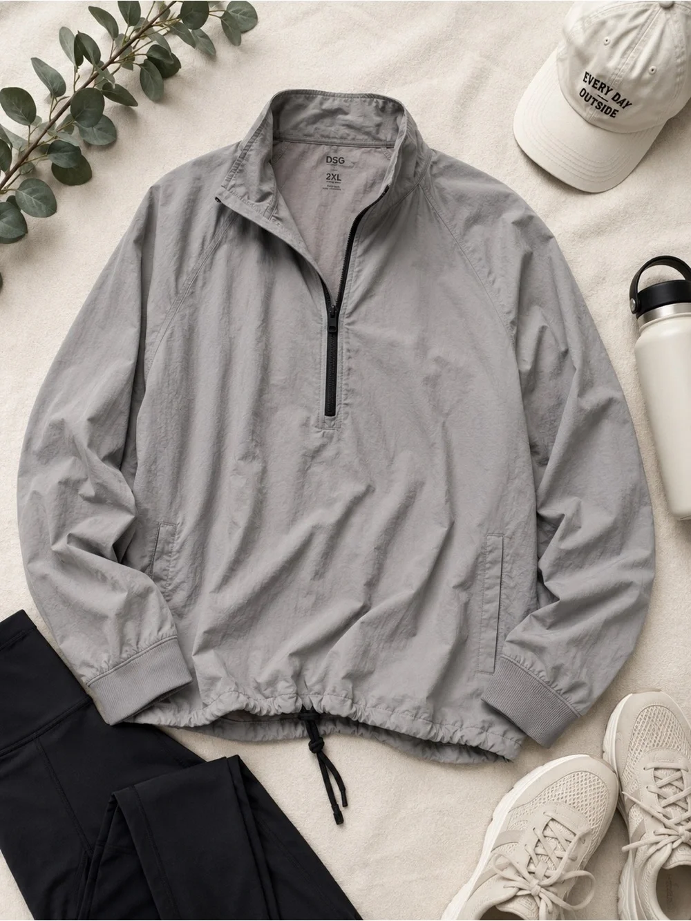 DSG | Gray Lightweight Quarter Zip Windbreaker Pullover Jacket | 2XL